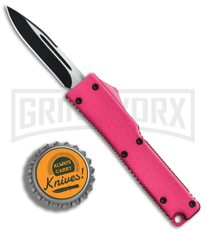 Firecracker Mini Pink D/A OTF Automatic Knife - Black - Image 4
