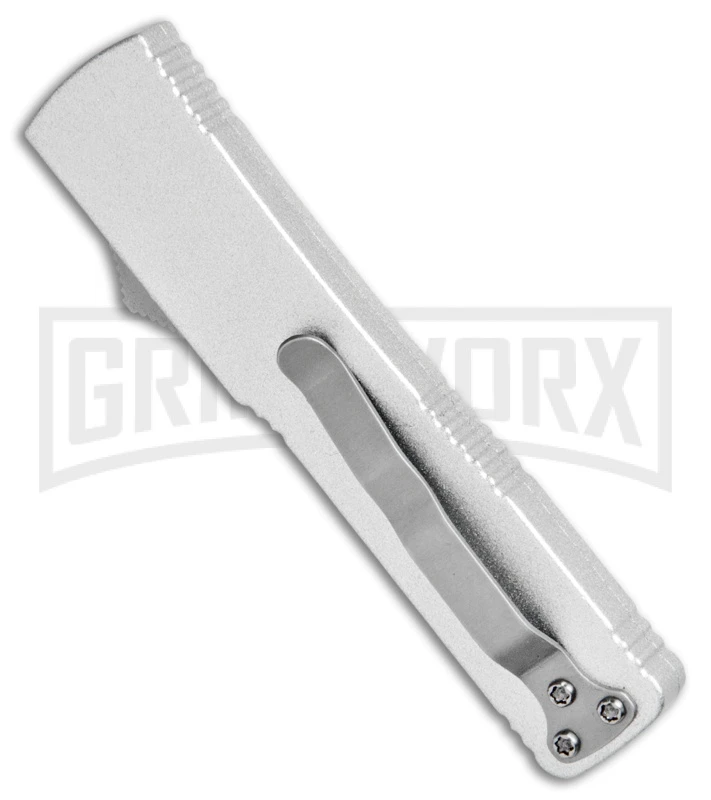 Firecracker Mini Silver D/A OTF Automatic Knife - Two Tone Tanto - Image 3