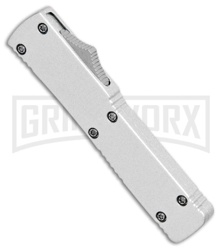 Firecracker Mini Silver D/A OTF Automatic Knife - Two Tone Tanto - Image 2