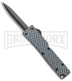 Firecracker Mini Sim. Carbon Fiber D/A OTF Automatic Knife - Black Dagger