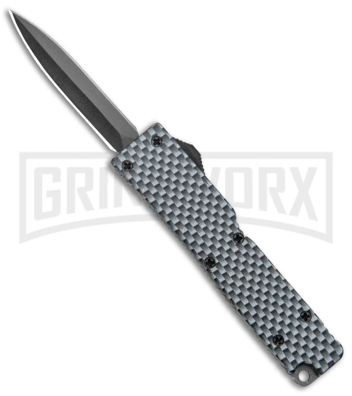 Firecracker Mini Sim. Carbon Fiber D/A OTF Automatic Knife - Black Dagger