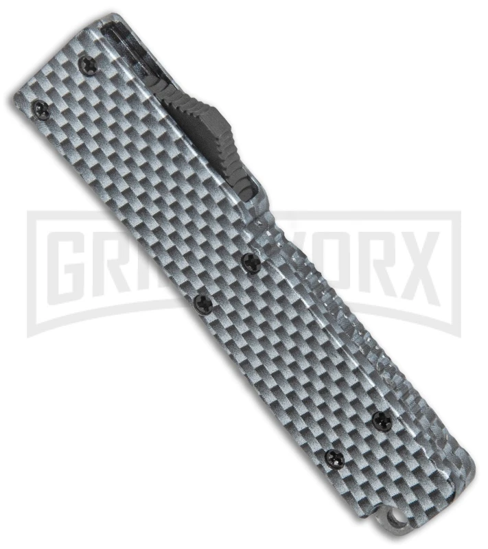 Firecracker Mini Sim. Carbon Fiber D/A OTF Automatic Knife - Black Dagger - Image 2