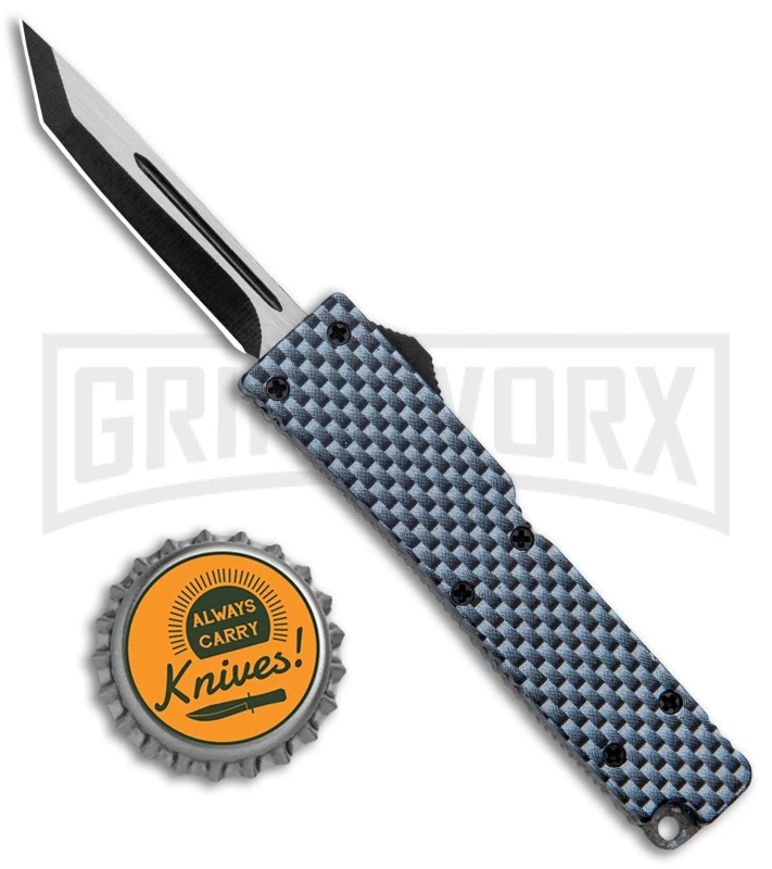 Firecracker Mini Sim Carbon Fiber D/A OTF Automatic Knife - Two Tone Tanto - Image 4