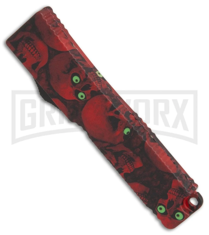 Firecracker Mini Red Skull D/A OTF Automatic Knife - Black Plain - Image 3