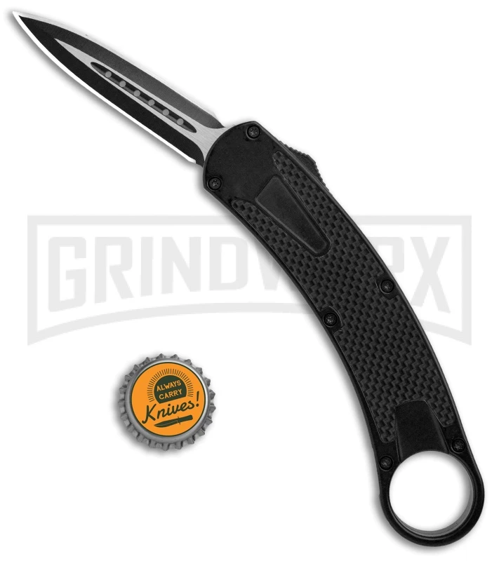 Karambit OTF-102 Black Carbon Fiber OTF Knife - Two-Tone Plain - Image 5