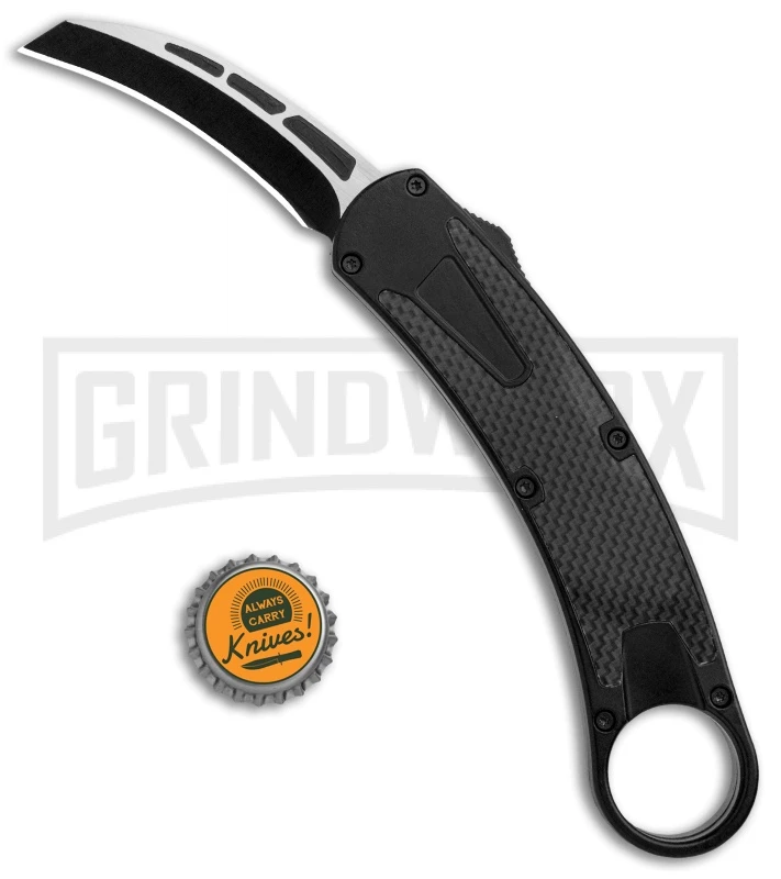 Karambit OTF-103-T Black Carbon Fiber OTF Knife - Two-Tone Plain - Image 5