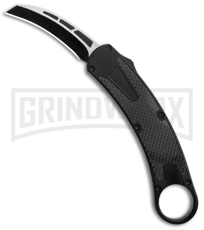 Karambit OTF-103-T Black Carbon Fiber OTF Knife - Two-Tone Plain