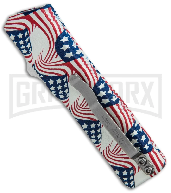 Lightning American Flag D/A OTF Automatic Knife - Satin Serr - Image 3
