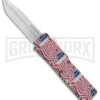 Lightning American Flag D/A OTF Automatic Knife - Tanto Satin Plain