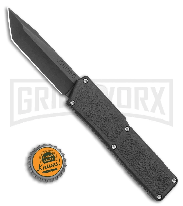 Lightning Black D/A OTF Automatic Knife - Tanto Black - Image 4