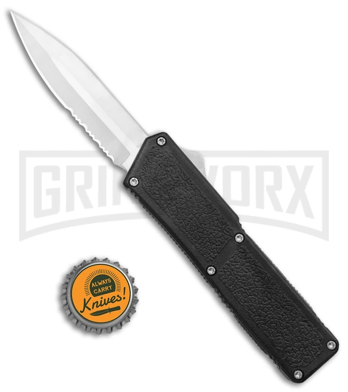 Lightning Black D/A OTF Automatic Knife - Satin Dagger Serr - Image 4