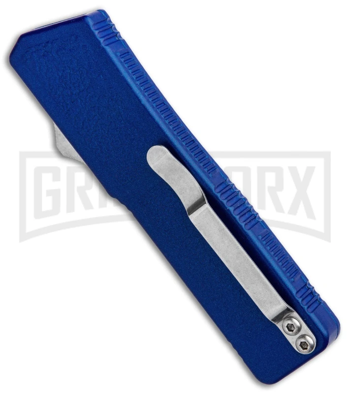 Lightning Blue D/A OTF Automatic Knife - Tow-Tone Serr - Image 3