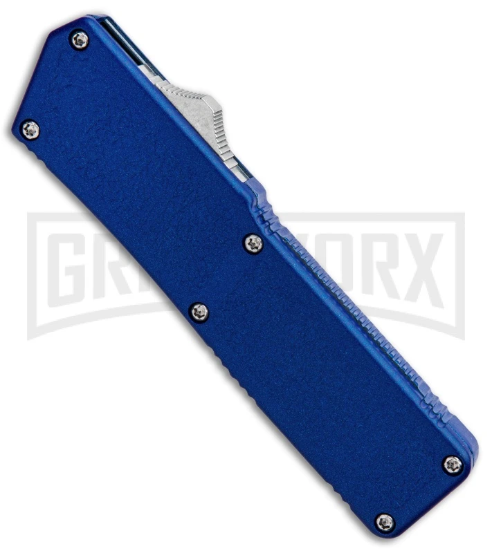 Lightning Blue D/A OTF Automatic Knife - Tow-Tone Serr - Image 2