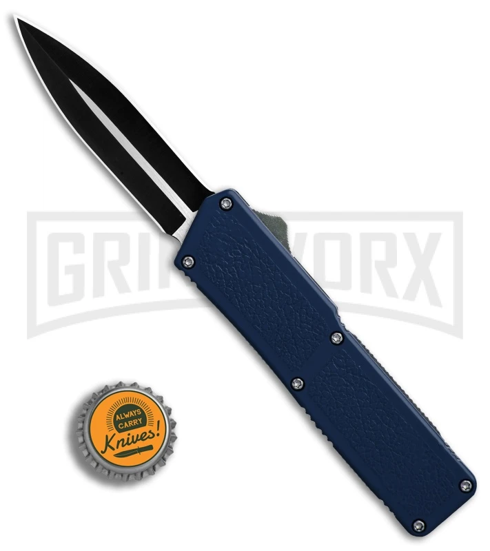 Lightning Blue D/A OTF Automatic Knife - Dagger Two-Tone Plain - Image 4