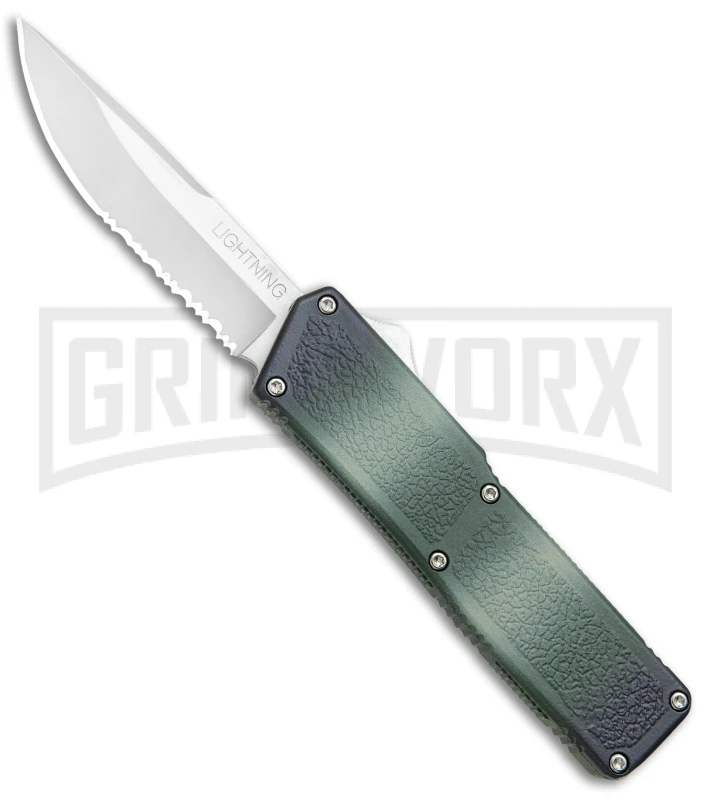 Lightning Camo D/A OTF Automatic Knife - Satin Serr