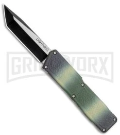 Lightning Camo D/A OTF Automatic Knife - Tanto Two Tone