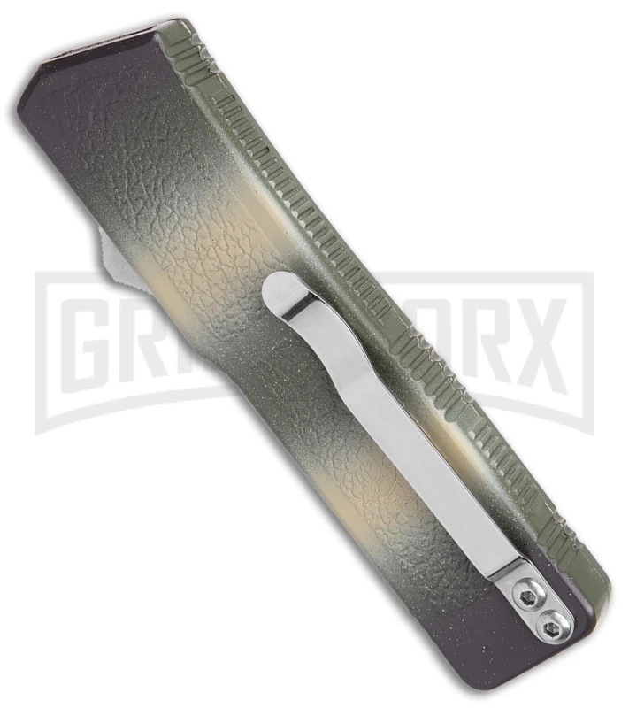 Lightning Camo D/A OTF Automatic Knife Tanto-Two Tone Black Serr - Image 3