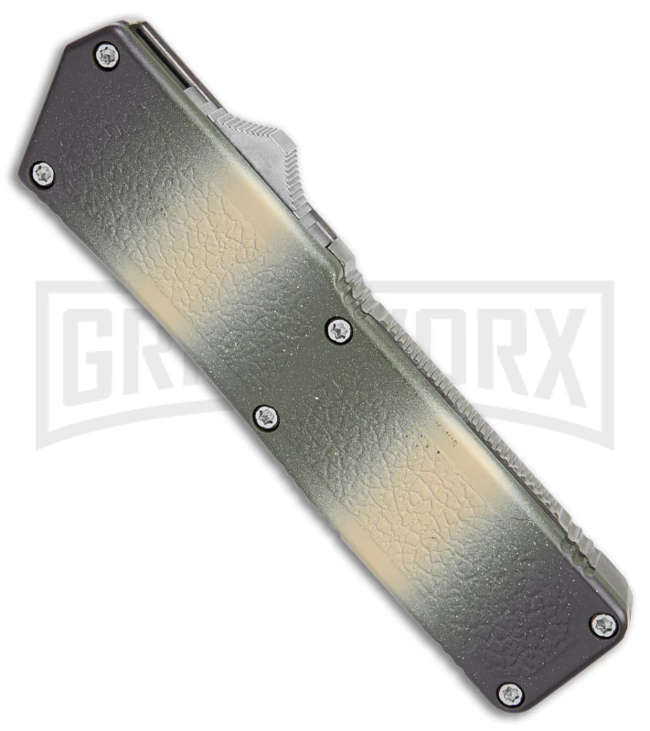 Lightning Camo D/A OTF Automatic Knife Tanto-Two Tone Black Serr - Image 2