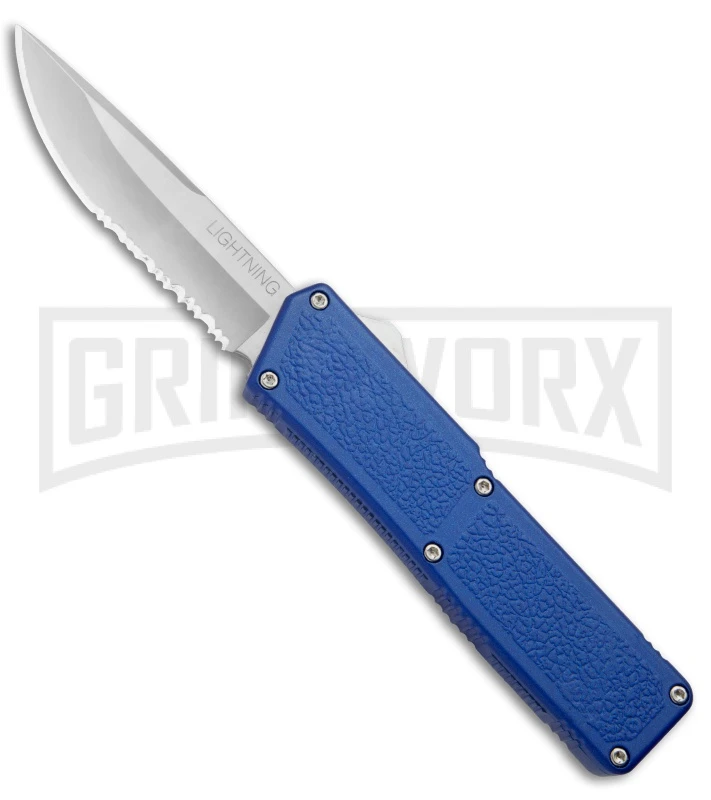 Lightning Blue D/A OTF Automatic Knife - Satin Serrated