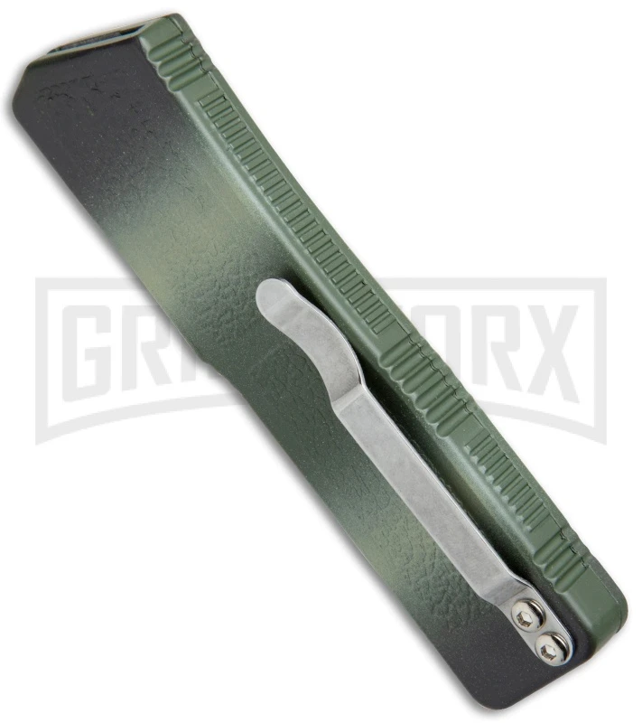 Lightning Camo D/A OTF Automatic Knife - Black Dagger Serrated - Image 3