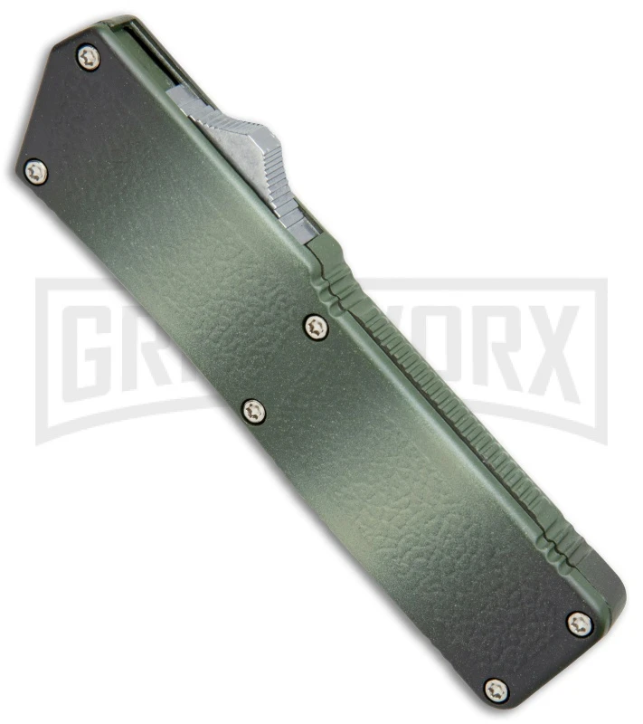 Lightning Camo D/A OTF Automatic Knife - Black Dagger Serrated - Image 2