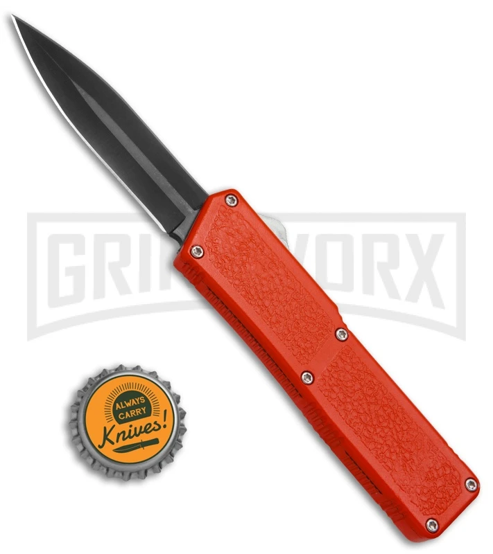 Lightning Red D/A OTF Automatic Knife - Dagger Black Plain - Image 4
