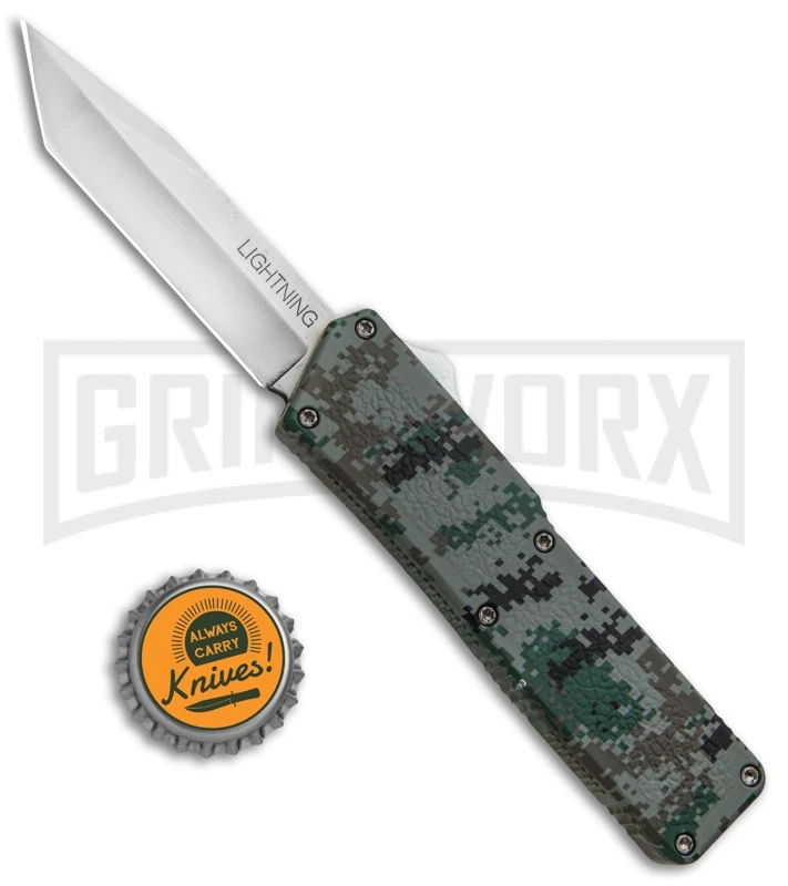 Lightning Digi Camo D/A OTF Automatic Knife - Tanto Satin - Image 4