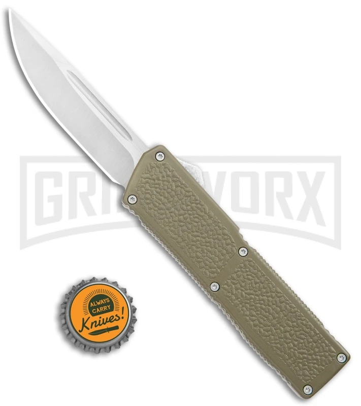 Lightning Elite Desert Tan D/A OTF Automatic Knife - Drop Point Satin Plain - Image 4