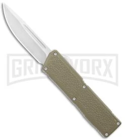 Lightning Elite Desert Tan D/A OTF Automatic Knife - Drop Point Satin Plain