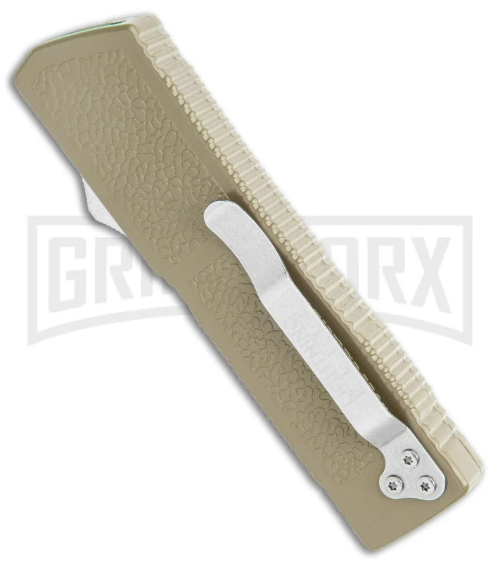 Lightning Elite Desert Tan D/A OTF Automatic Knife - Drop Point Satin Plain - Image 3