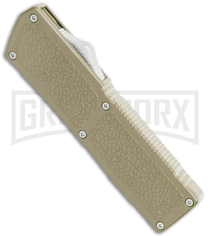 Lightning Elite Desert Tan D/A OTF Automatic Knife - Drop Point Satin Plain - Image 2