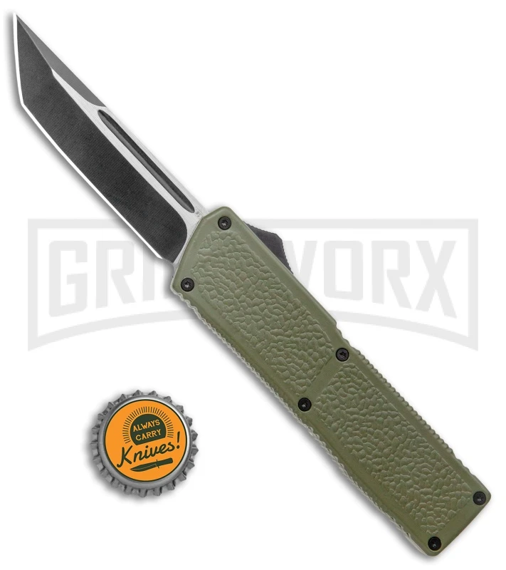 Lightning Elite OD Green D/A OTF Automatic Knife - Black Tanto Plain - Image 4