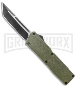 Lightning Elite OD Green D/A OTF Automatic Knife - Black Tanto Plain