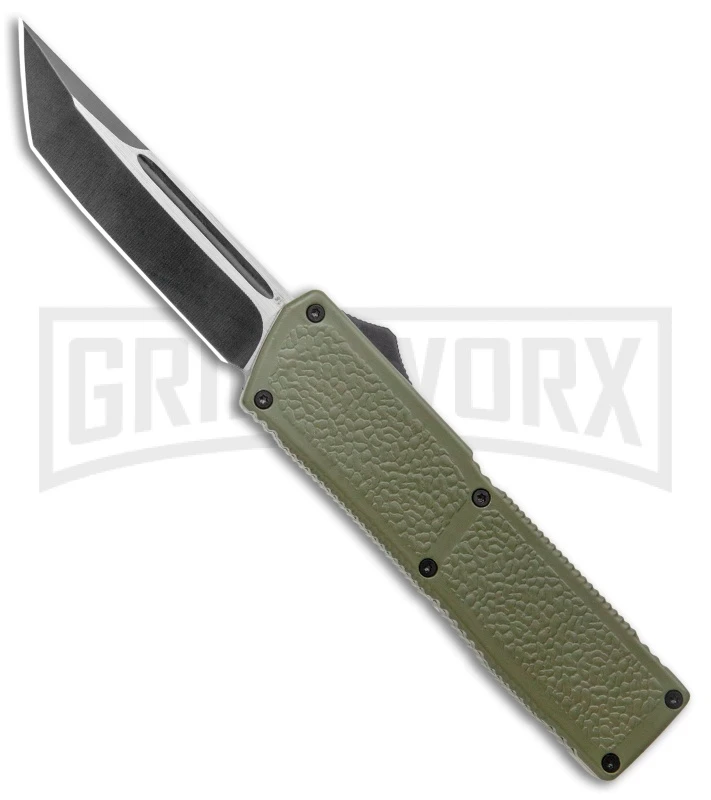 Lightning Elite OD Green D/A OTF Automatic Knife - Black Tanto Plain