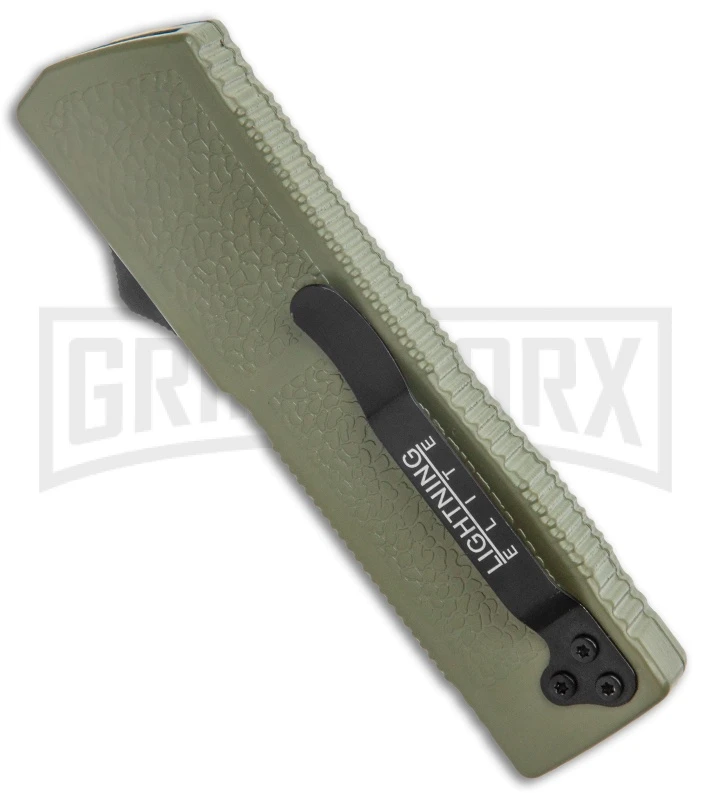 Lightning Elite OD Green D/A OTF Automatic Knife - Black Tanto Plain - Image 3