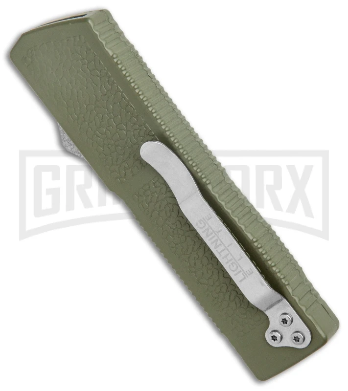 Lightning Elite OD Green D/A OTF Automatic Knife - Satin Tanto Plain - Image 3