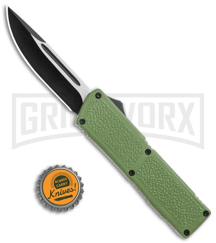 Lightning Elite Sage Green D/A OTF Automatic Knife - Drop Point Two Tone Plain - Image 4