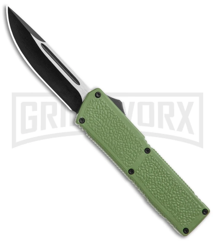 Lightning Elite Sage Green D/A OTF Automatic Knife - Drop Point Two Tone Plain