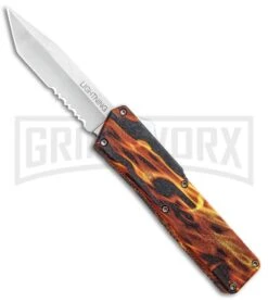 Lightning Fire D/A OTF Automatic Knife - Tanto Satin Serr