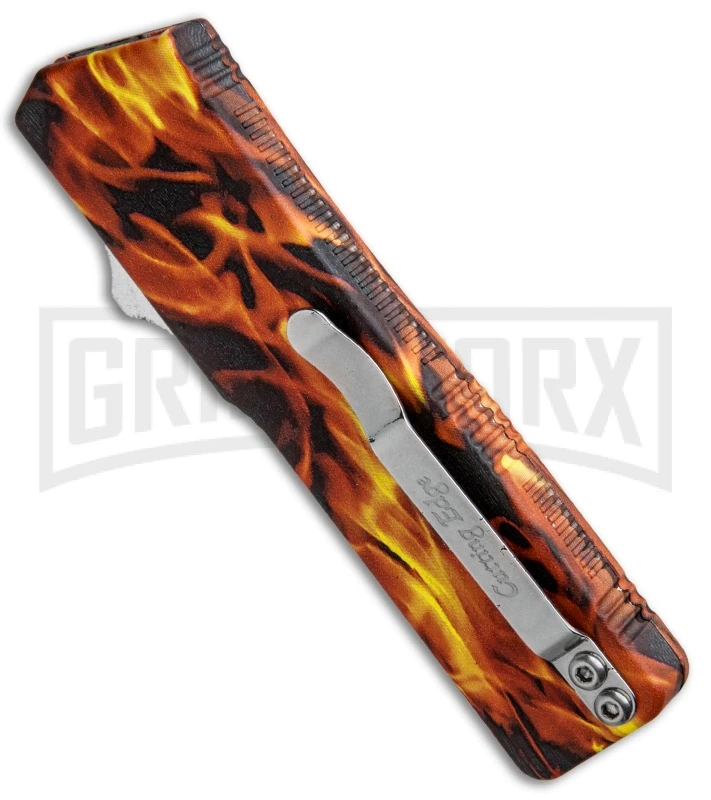 Lightning Fire D/A OTF Automatic Knife - Tanto Satin Serr - Image 3