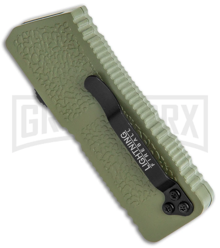 Lightning Fireball OD Green D/A OTF Automatic Knife - Tanto Black Plain - Image 3