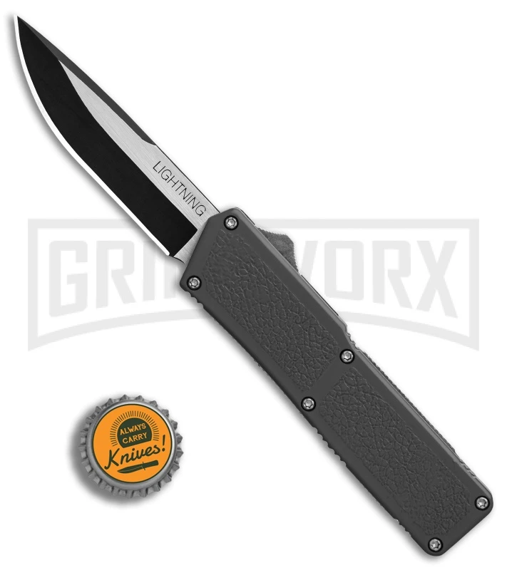 Lightning Gray D/A OTF Automatic Knife -Two-Tone Plain - Image 4