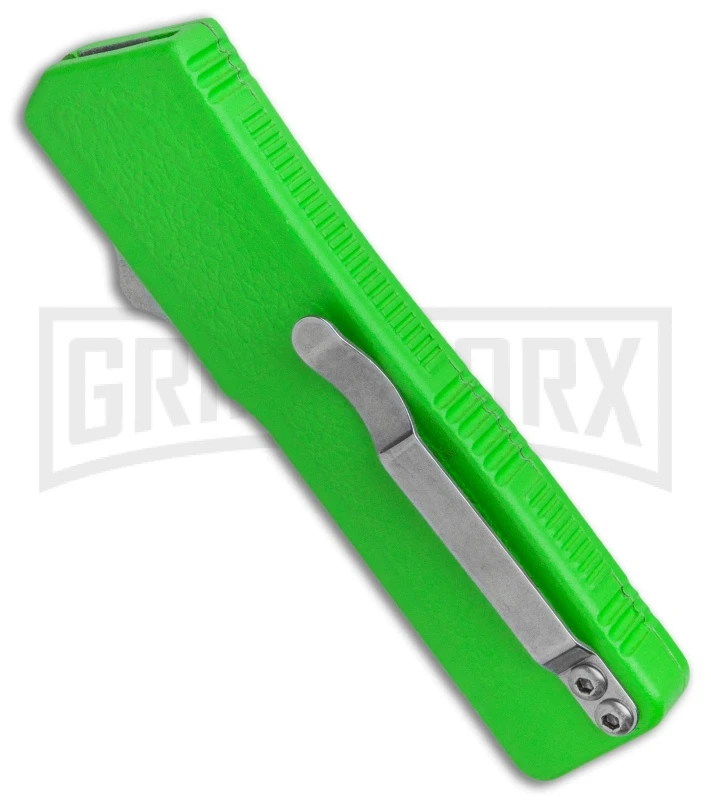 Lightning Green D/A OTF Automatic Knife - Two-Tone Serrated Drop Point - Image 3