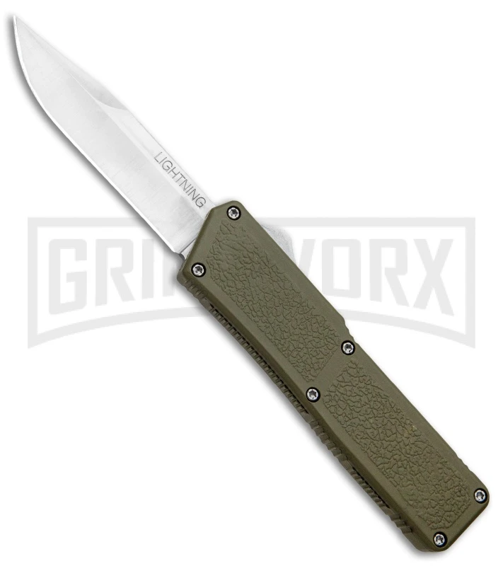 Lightning OD Green D/A OTF Automatic Knife - Clip Point Satin