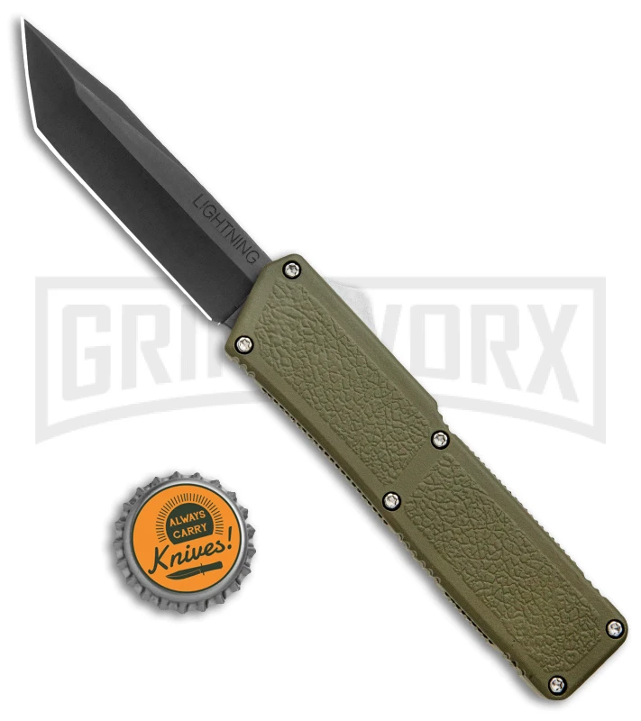 Lightning OD Green D/A OTF Automatic Knife - Tanto Black - Image 4