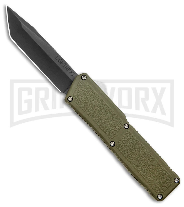 Lightning OD Green D/A OTF Automatic Knife - Tanto Black