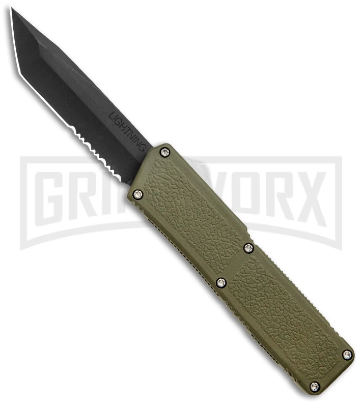 Lightning OD Green D/A OTF Automatic Knife - Tanto Black Serr