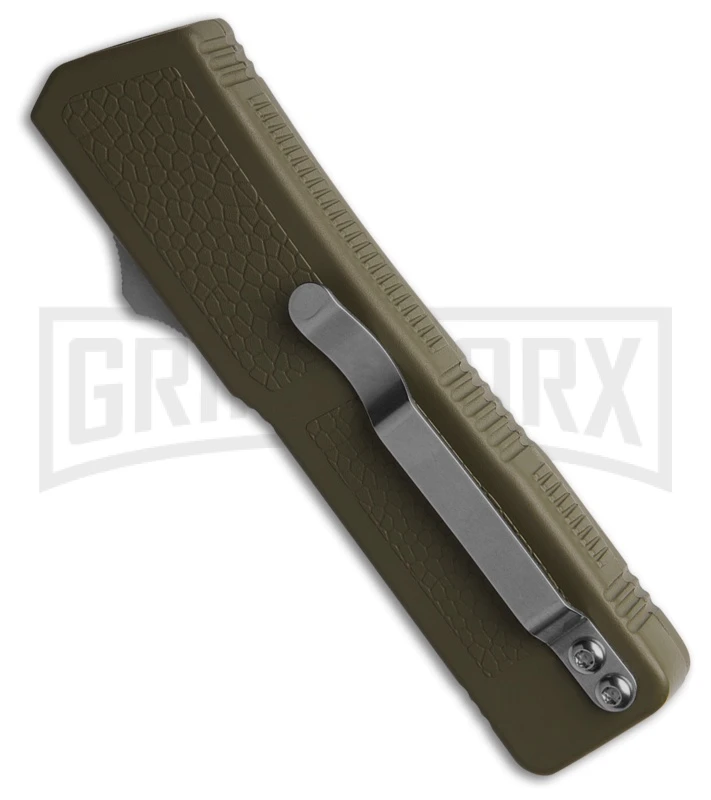 Lightning OD Green D/A OTF Automatic Knife - Dagger Two-Tone Serr - Image 3