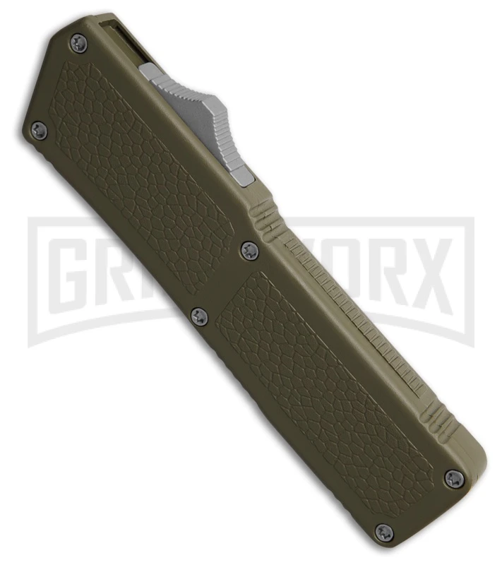 Lightning OD Green D/A OTF Automatic Knife - Dagger Two-Tone Serr - Image 2