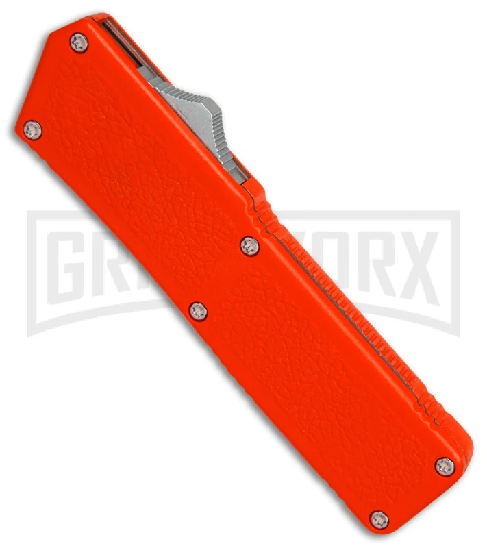 Lightning Orange D/A OTF Automatic Knife - Dagger Satin Serr - Image 3